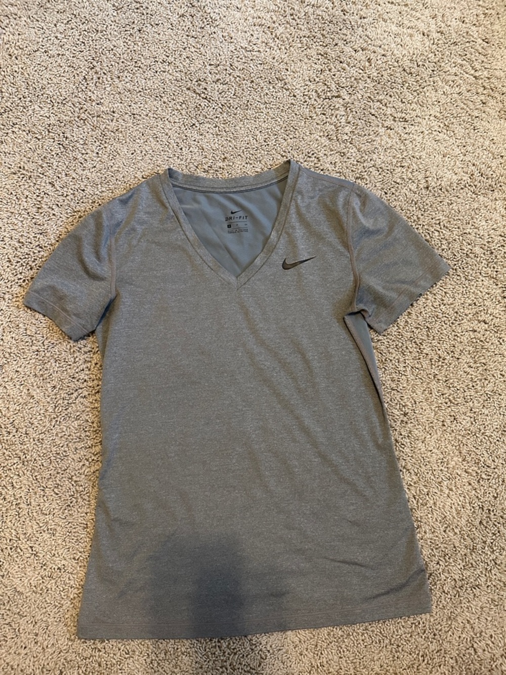 Nike Gray V-Neck Dri-FIT Short Sleeve Tee